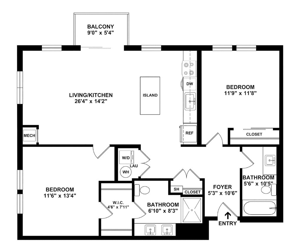B1 Floor plan W Dimensions - B1