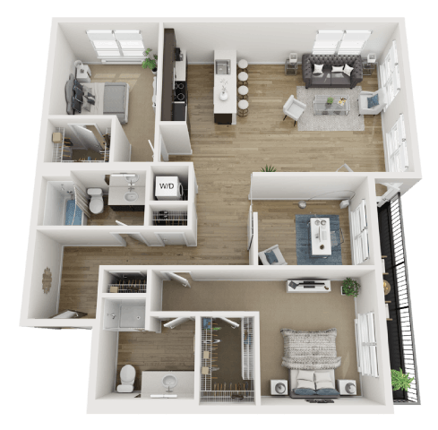 Floor Plan - 2 Bed 2 Bath w/ Den