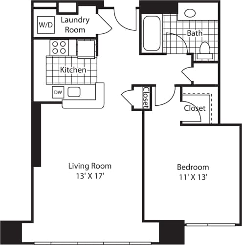 Floor Plan - 1 Bed (South) - 792