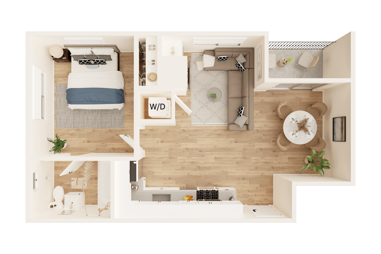 Floor Plan - 1 Bedroom, 1 Bath C