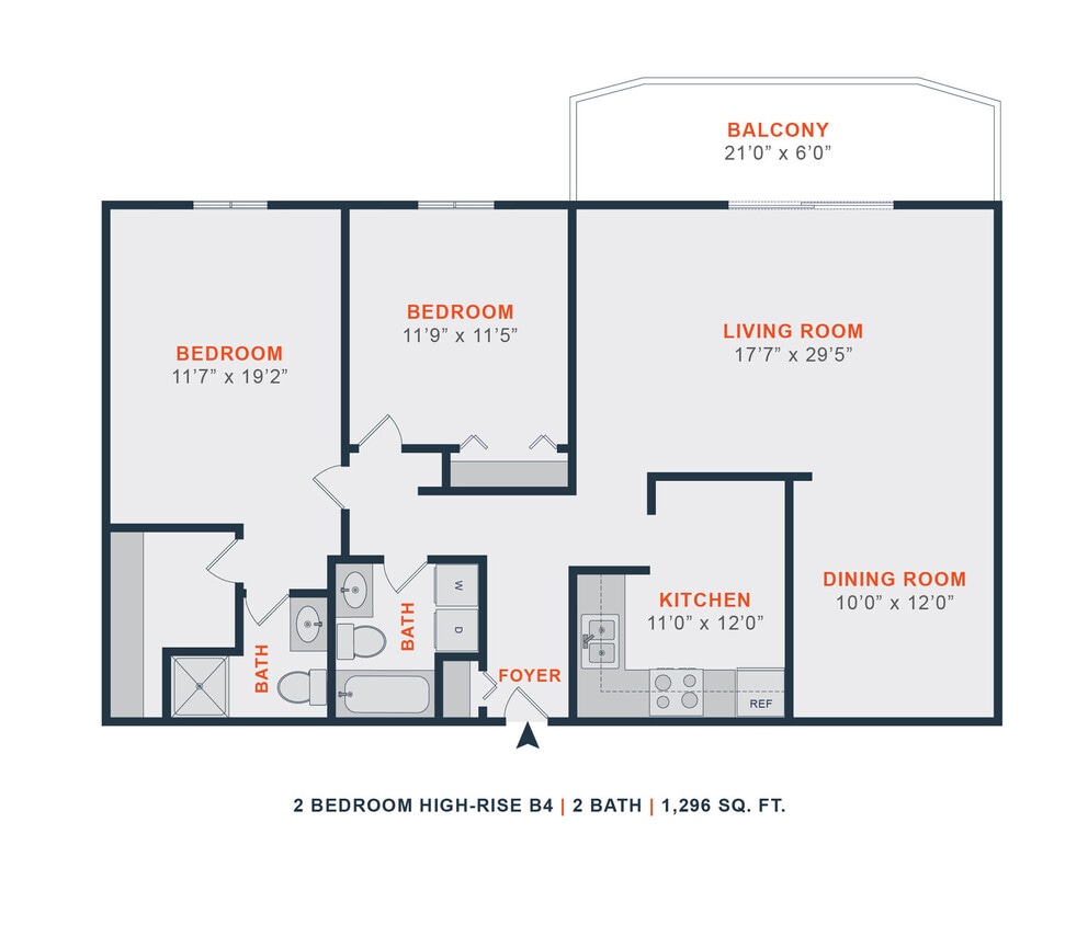 Floor Plan - 2 Bed | 2 Bath