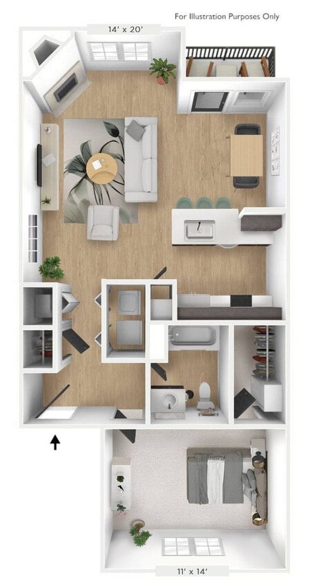 Floor Plan - The Sundial 1 BR 1 BA