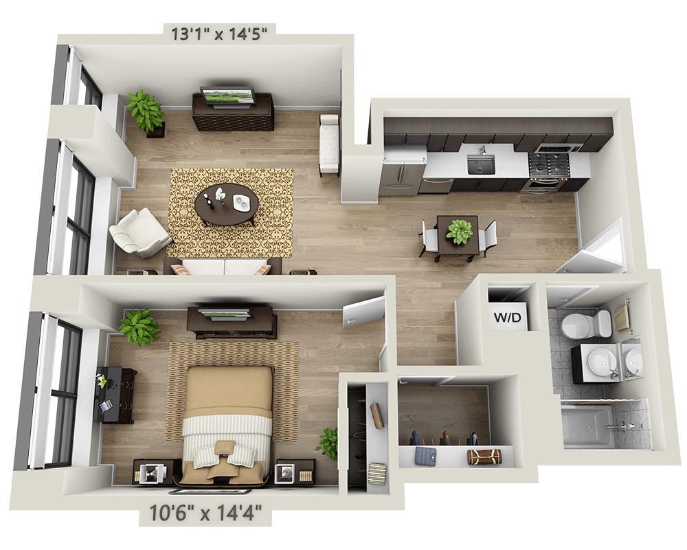 Floor Plan - One Bedroom A1C