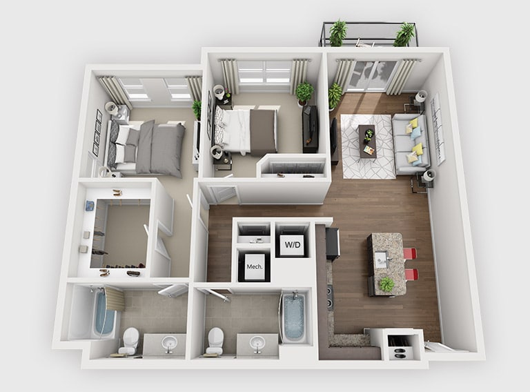 Floor Plan - 2 Bed 2 Bath (C4)