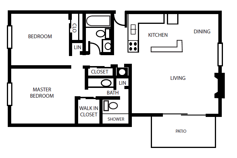 Floor Plan - 2 Bed | 2 Bath | 1106  sq ft 
