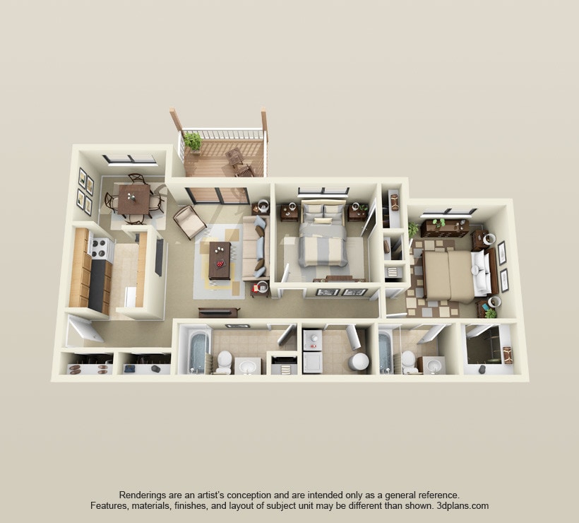 Floor Plan - Two Bedroom Two Bathroom