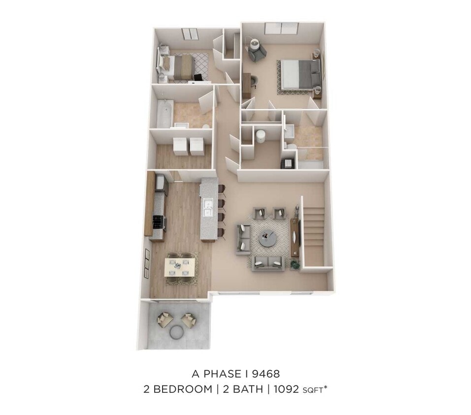 Floor Plan - Two Bedroom 2 Bath- Upper Level