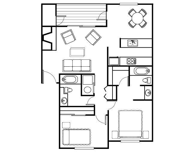 Floor Plan - 2x2 A