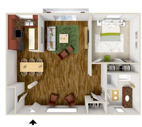 Floor Plan - 1 Bedroom 1 Bath