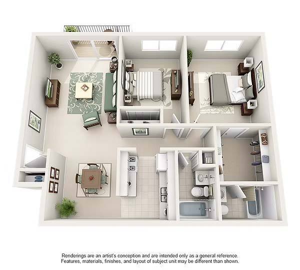 Floor Plan - 2 Bed 2 Bath A