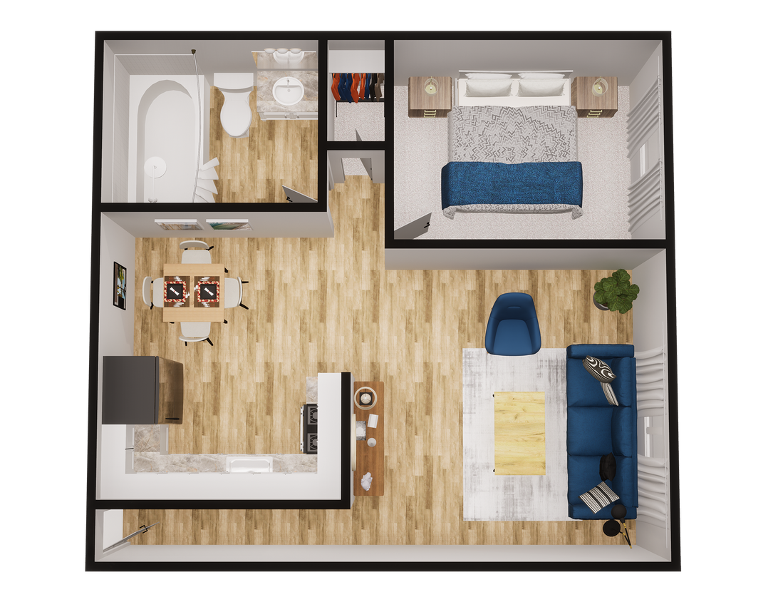 Floor Plan - 1x1 - 596 sqft - Avanti Reno