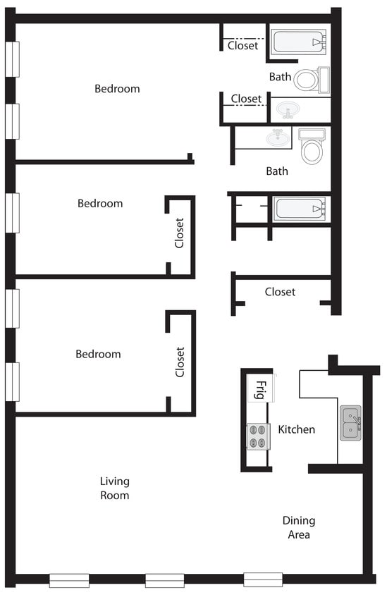Floor Plan - Two Bedroom Two Bathroom