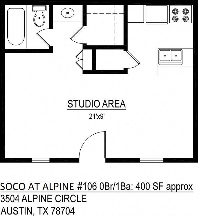 Floor Plan - Studio 1 bathroom