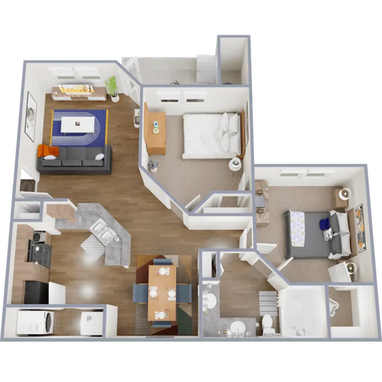 B1 - 895 square foot, two bedroom, one bath apartment - Apex