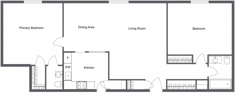 Floor Plan - 2 Bedroom 1.5 Bath Split