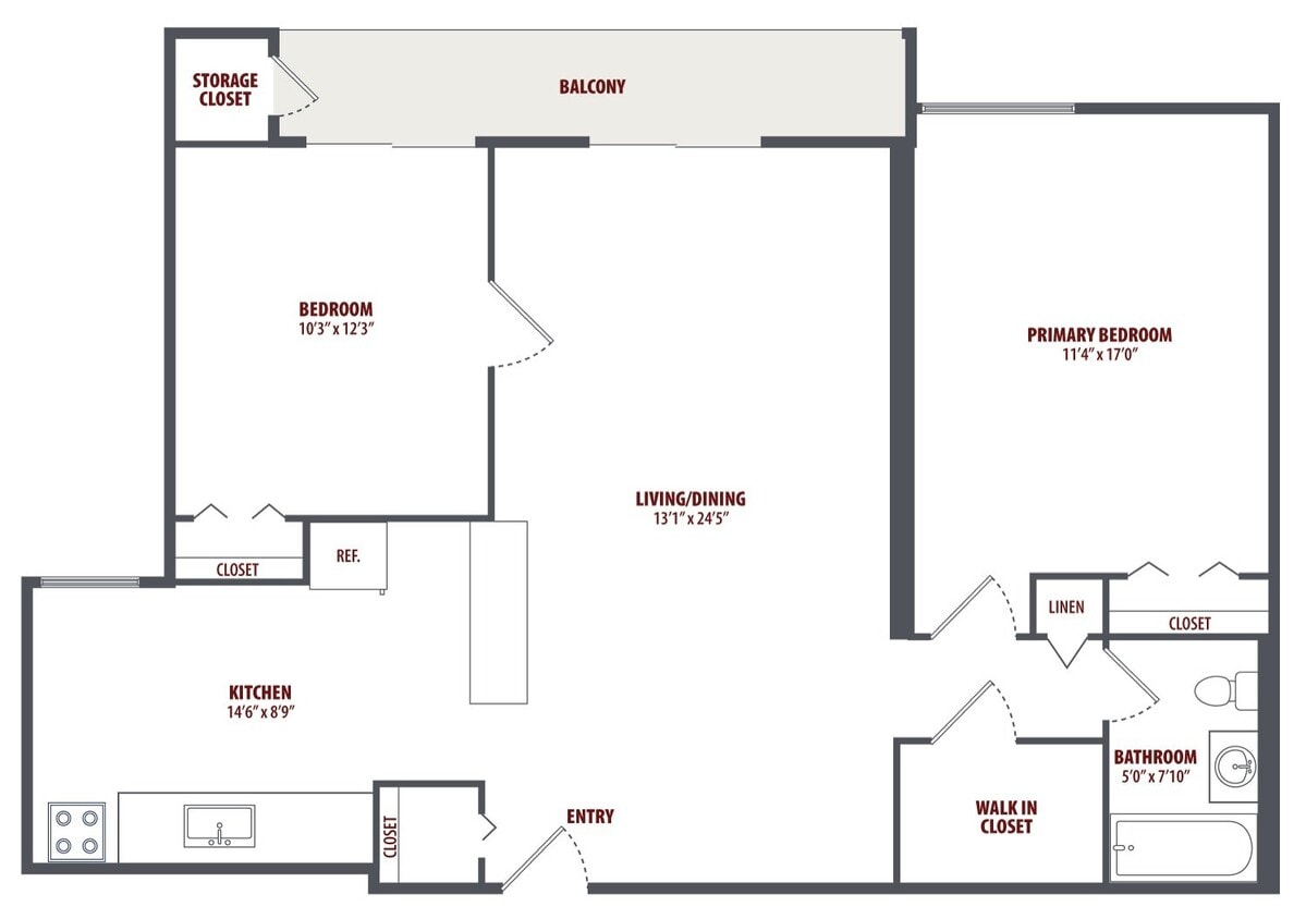 Floor Plan - 2 Bedroom 1 Bath
