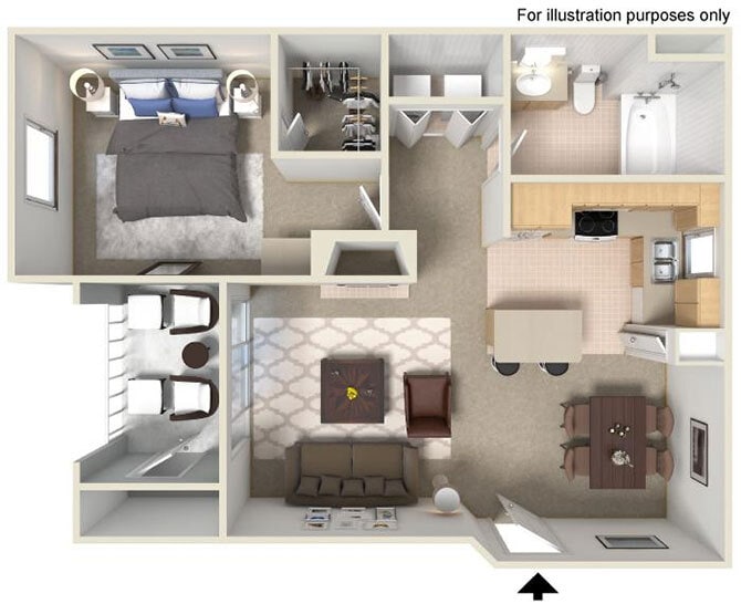 Floor Plan - B Royale 688 SF RENOVATED