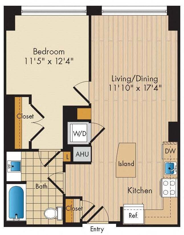 Floor Plan - 1 Bed 1 Bath-A3a