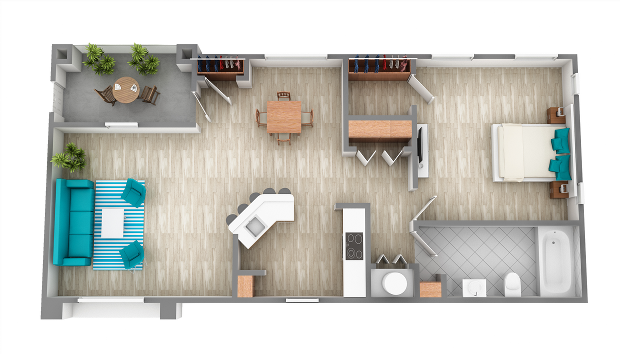A2 999sqft.png - A2 The Sequoia - One Bedroom, One Bathroom