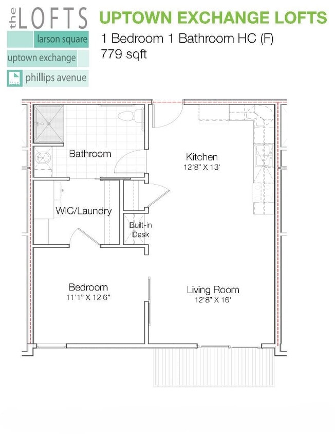 Floor Plan - 1 Bedroom 1 Bathroom Accessible