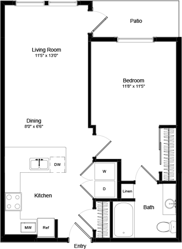 Floor Plan - One Bed A-1 - Phase III