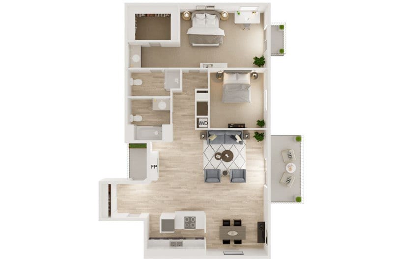Floor Plan - Two Bedroom Two Bath A