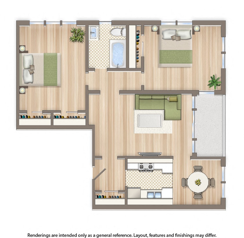 Floor Plan - 2 Bedroom A 12 Tier