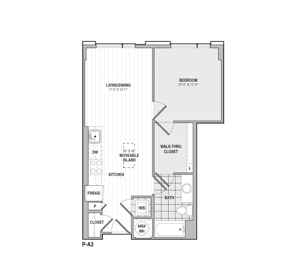 Floor Plan - 1Bed/1Bath-P-A3