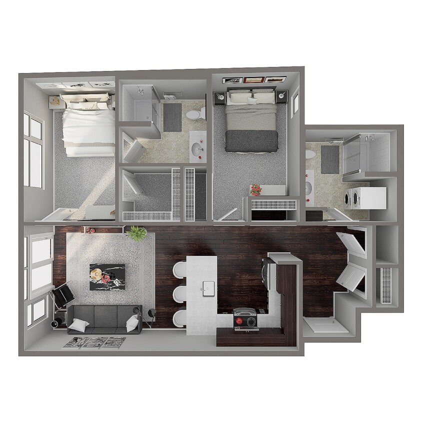 Floor Plan - 2 Bed/2 Bath - B