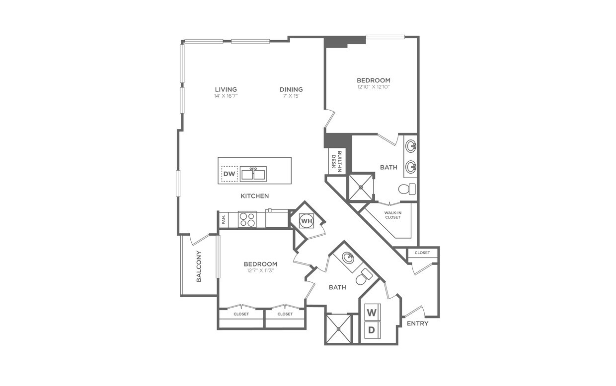 Floor Plan - 2 Bed/2 Bath - B16