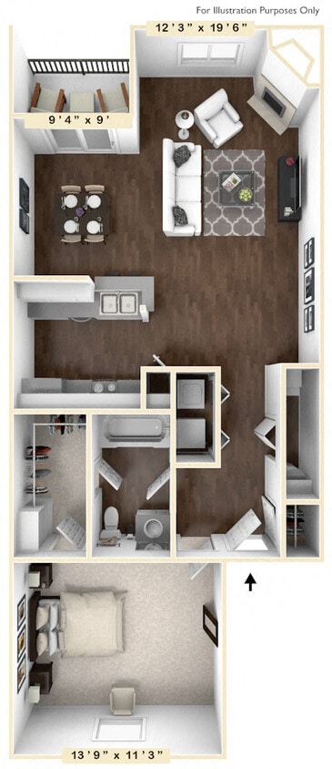 Floor Plan - The Drake 1 BR 1 BA