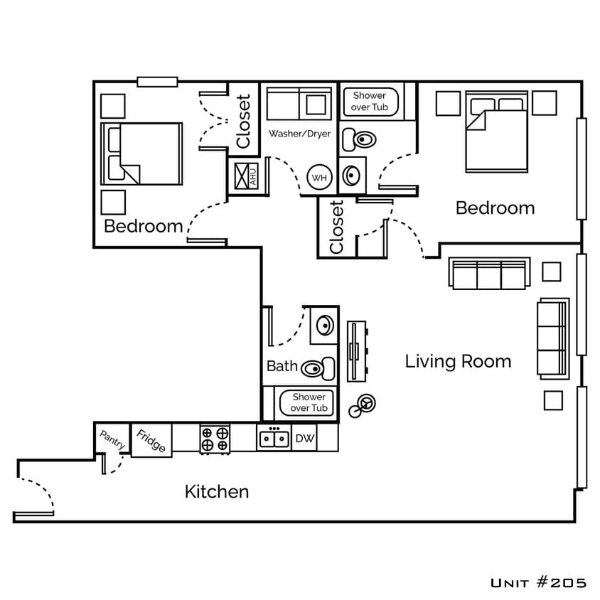Floor Plan - 2 Bedroom, 2 Bath