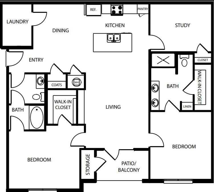 Floor Plan - 2 Bedroom Study