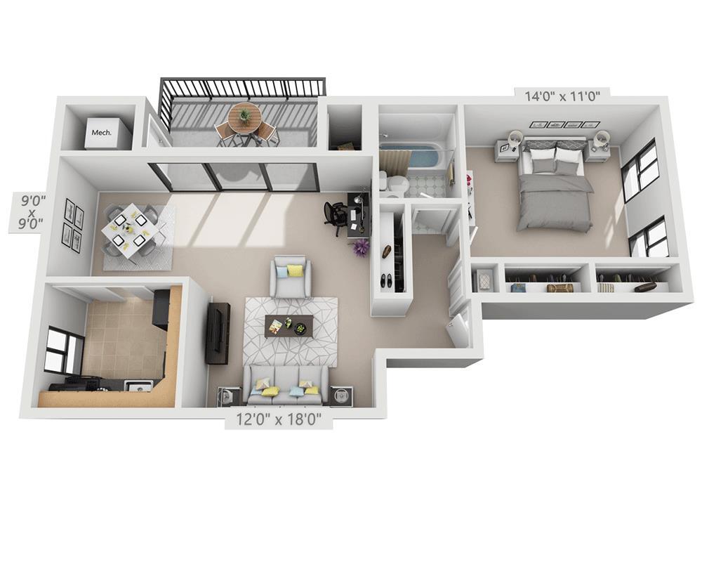 Floor Plan - Garden (1 Bedroom Inside)