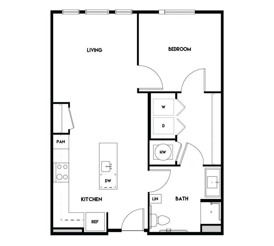Floor Plan - 1BR 1BA (791 SF)-A4