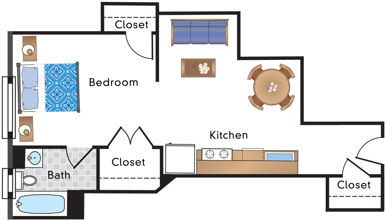Floor Plan - Renovated Studio 02A Tier