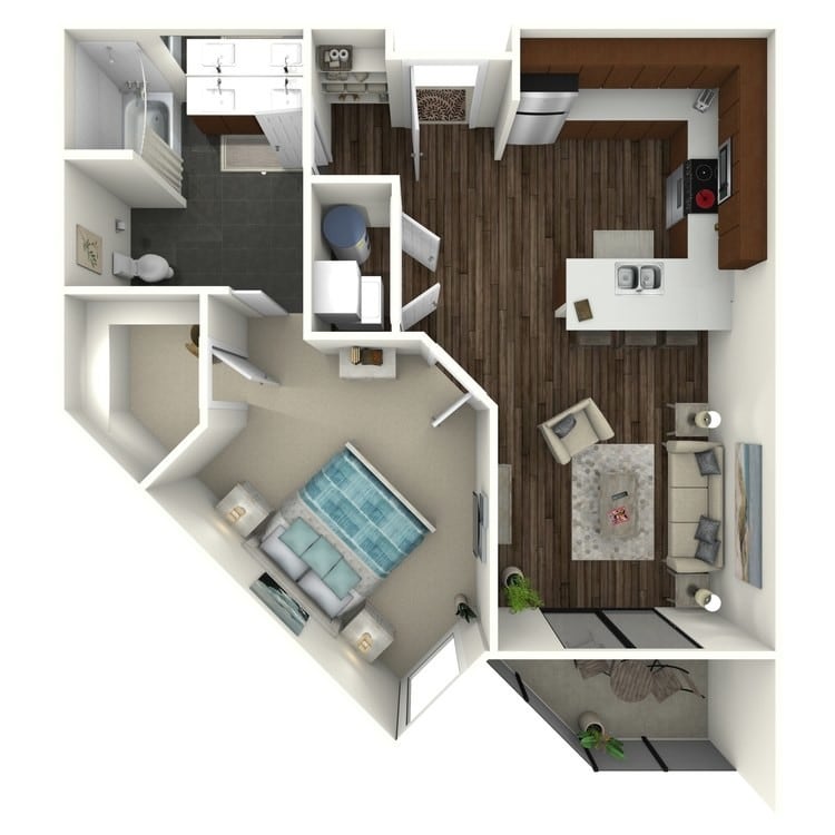 700 square foot one bedroom, one bath apartment home - 1B4 MIDTOWN SELECT