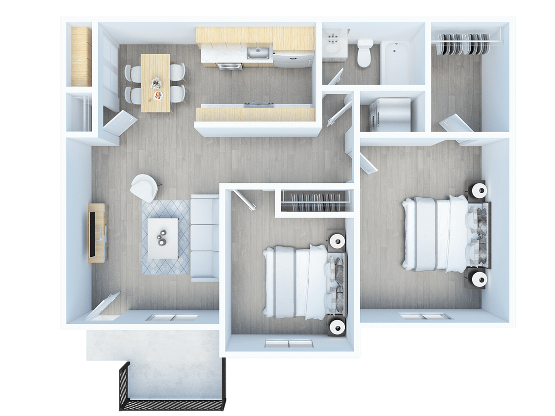 Floor Plan - Two Bed One Bath
