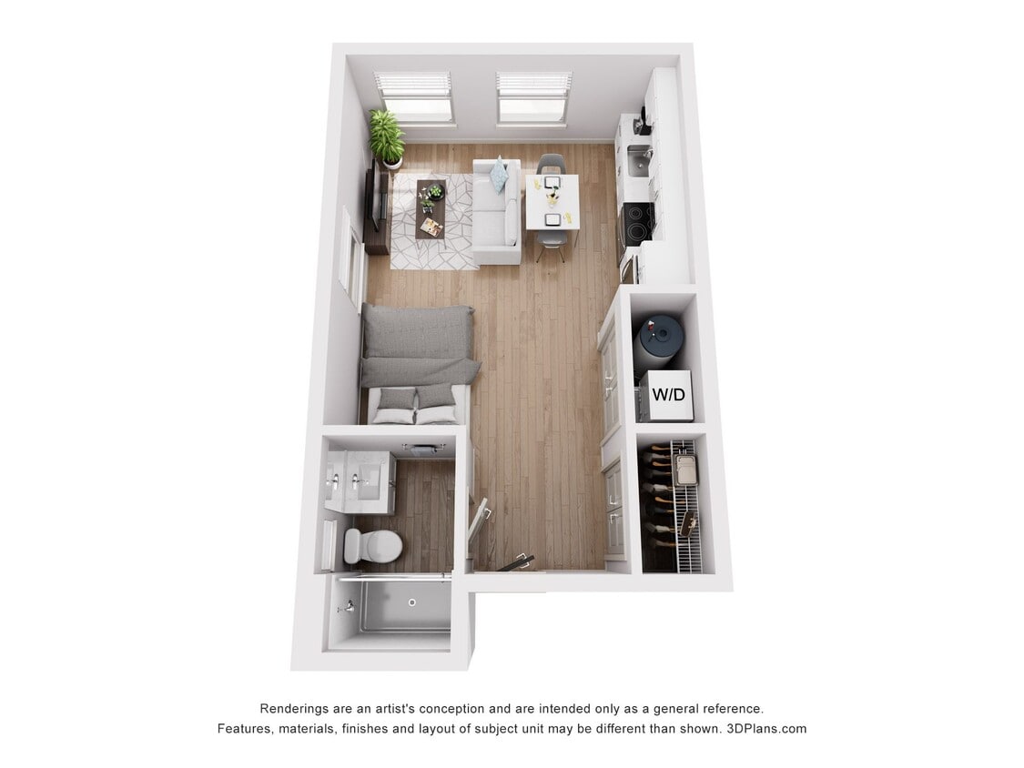 Floor Plan - mr2 - Studio (393 SF)