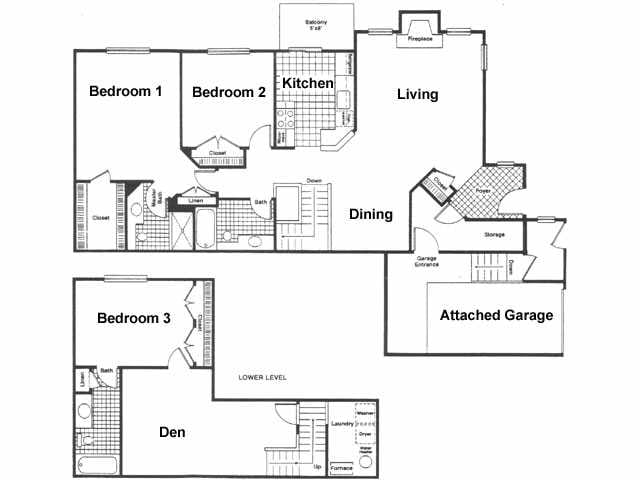 3BR/3BA - 3 bedroom, 3 bath w/attached garage (F)