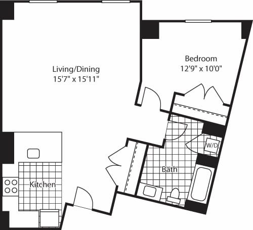 Floor Plan - 1 Bed (North) - 727