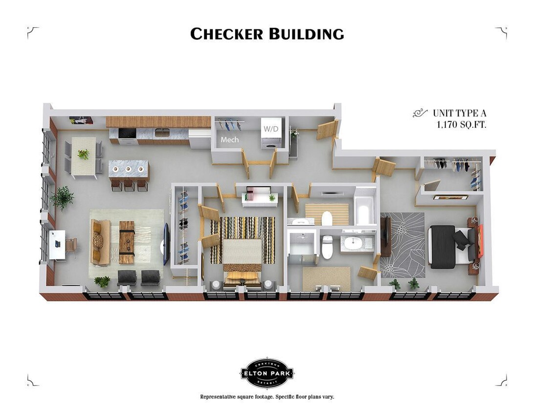 Floor Plan - The Checker - 2 Bed 2 Bath