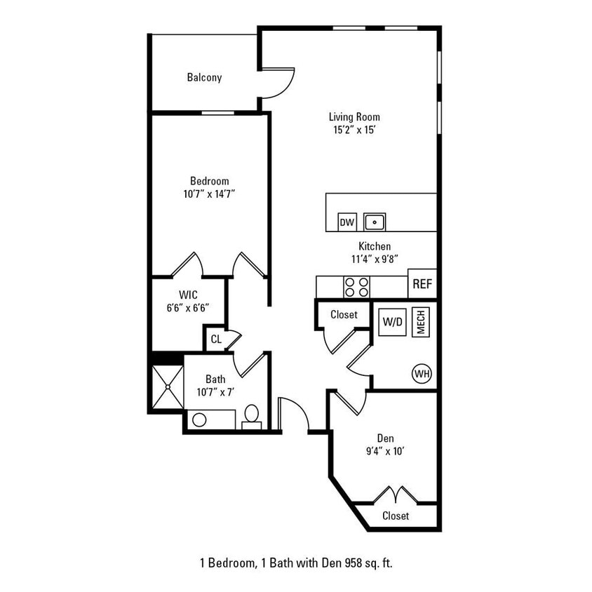 Floor Plan - 1 Bedroom 1 Bath