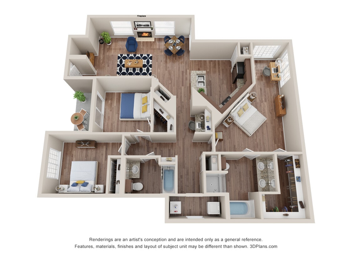 Floor Plan - 3 Bedroom, 2 Bath A