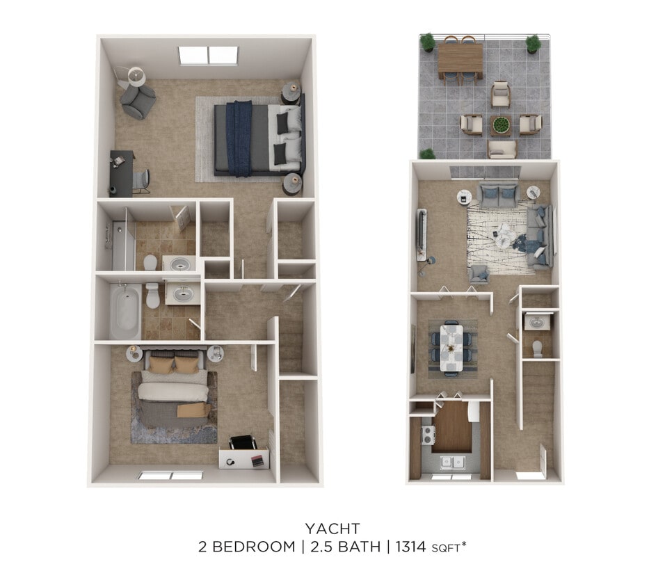 Floor Plan - Two Bedroom 2.5 Bath