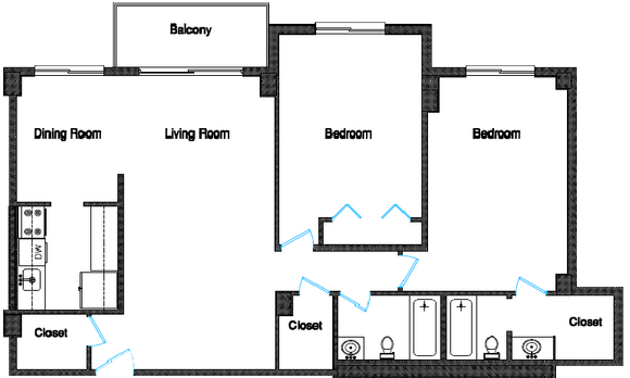 Floor Plan - 2 Bedroom 2 Bath