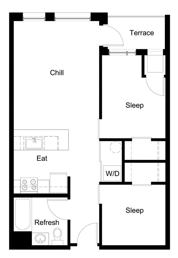Floor Plan - 2 Bed / 1 Bath