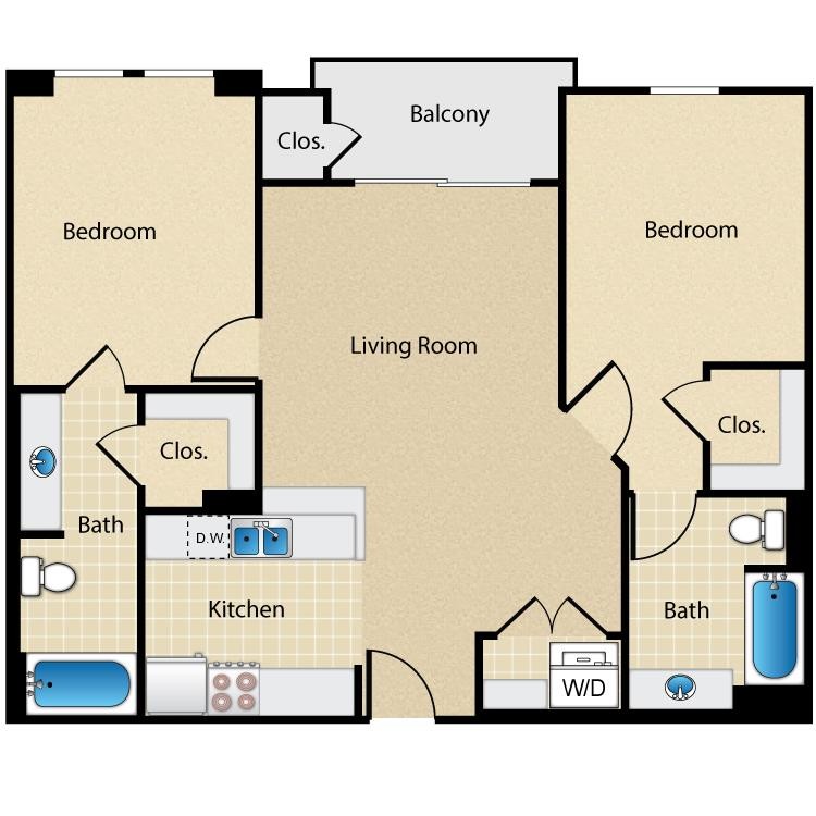Floor Plan - Two Bedroom Two Bath