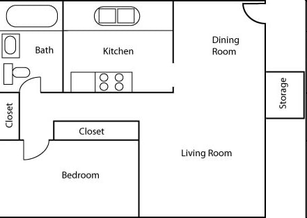 1 Bedroom / 1 Bathroom - 1 Bedroom / 1 Bathroom