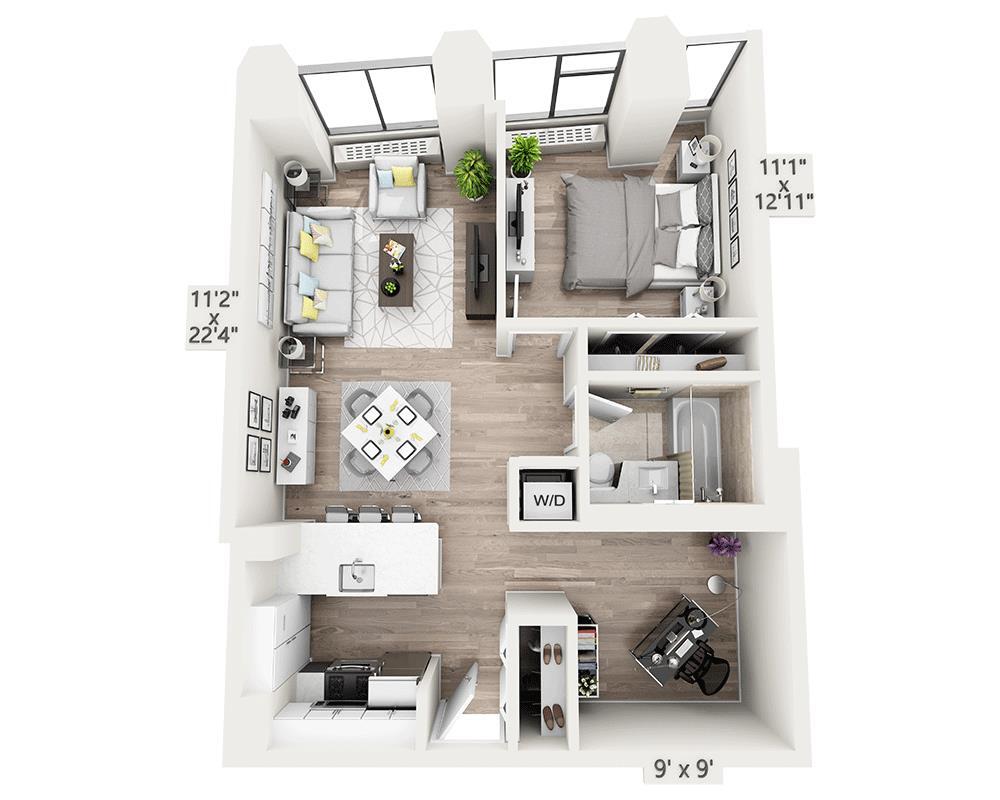 Floor Plan - One Bedroom w/Home Office G